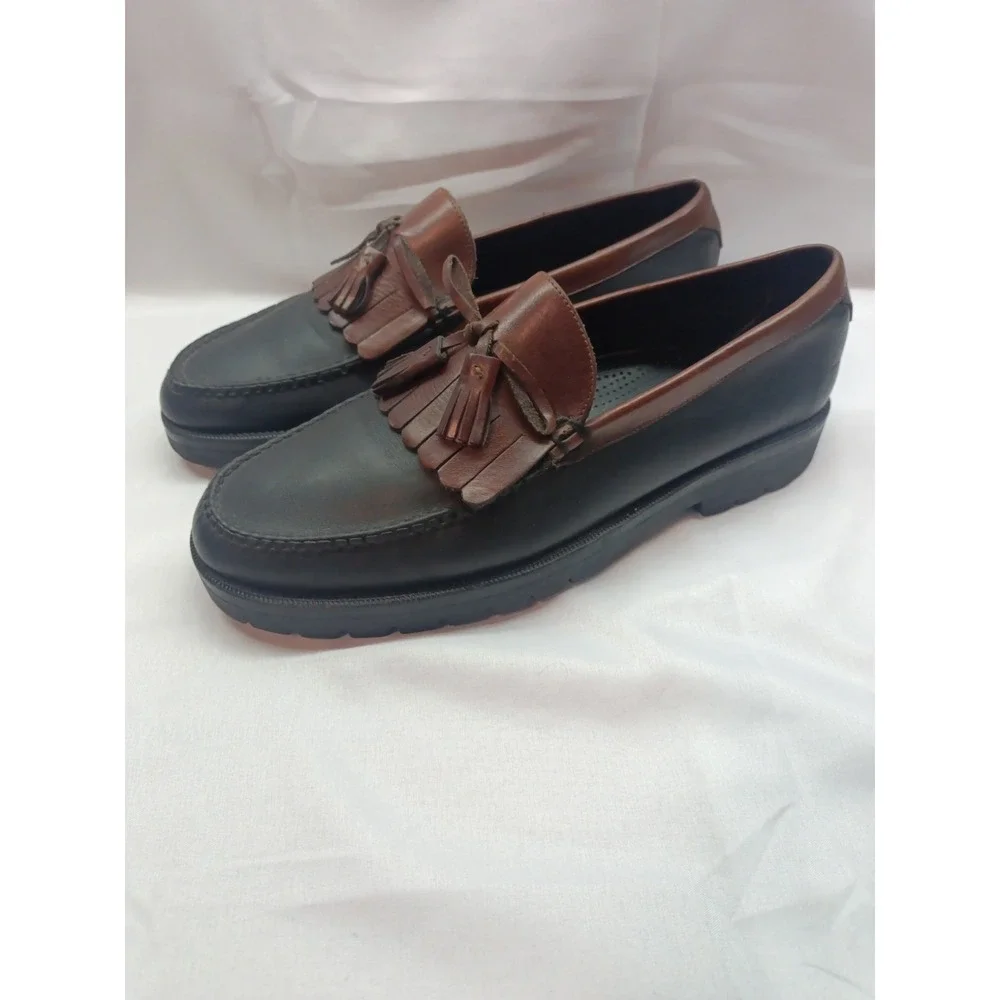 Cole Haan Country Men's Size‎ 11 D Black/Brown Leather Kiltie Slip On Loafers